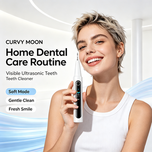 Limpiador Dental Ultrasónico CURVY MOON Recargable de Acero Inoxidable para Uso Doméstico con Pantalla a Color - Product Image 1