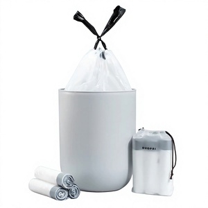 ถุงขยะ HDPE พรีเมียมแบบมีเชือกรูด ถุงขยะครัวแบบหนาพิเศษ ม้วนแบบมีรู โรงงานขายส่ง - Product Image 1