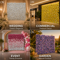 Dinding Bunga Sutra Buatan Mawar Putih & Gypsophila 120x240cm Panel Bunga 3D untuk Dekorasi Pesta Pernikahan Toko