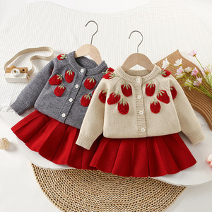 All'ingrosso maglione da ragazza autunno inverno nuovo stile vestito a maglia da ragazza a maniche lunghe Cardigan vestiti per bambini - Product Image 1