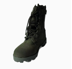 Botas tácticas TSB910 de cuero vacuno negro para hombres jóvenes, para trabajar en verano, otoño y primavera, 3 estaciones, color verde jungla, con cremallera lateral. - Product Image 6