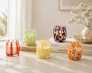 Modern Colorful Striped Glass Jar Scented <b>Paraffin</b> Wax Fresh Scent Square Home Decoration Minimalist Floral Plant Fragrance - Product Image 6