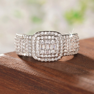 Anello Geometrico Quadrato con Zirconi per Donne, Elegante Gioiello da Dito per Matrimoni e Moda - Product Image 6