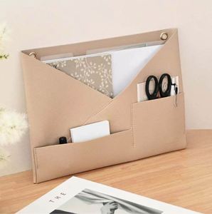 Wall Pocket Hanging Three-Layer <b>Small</b> Items Holder Wall Mount A4 Documents Cards PU Leather Clear File Letter Organizer - Product Image 3