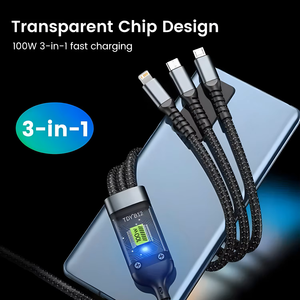 สายชาร์จเร็ว 100W สายชาร์จหลายหัว สายถักไนลอน ช่องเสียบ <span class=keywords><strong>USB</strong></span> หลายพอร์ต อเนกประสงค์ 3 in 1 พร้อมหัวแปลง Type-C และ <span class=keywords><strong>Micro</strong></span> - Product Image 6