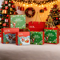 Nouvelle boîte cadeau de Noël en carton blanc laminé rouge avec poignée motif Père Noël pour les fêtes et l'emballage de bonbons