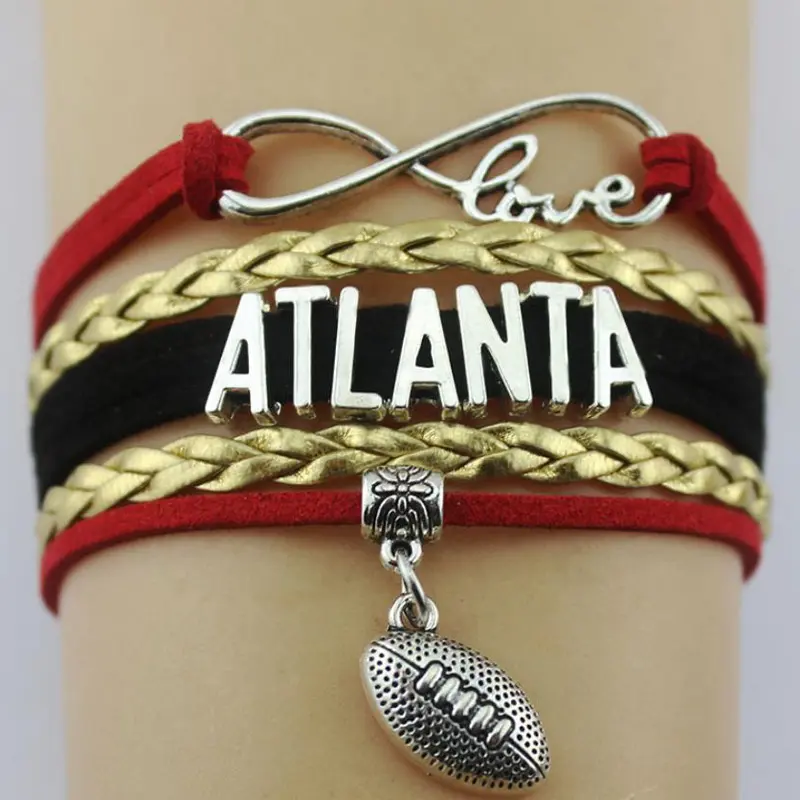 Кожаный браслет с изображением футбольной команды Атланты, браслет infinity NFL