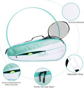 Muestra Gratuita de Bolsa de Bádminton BT5 |   2 compartimentos con cremallera para guardar 3 raquetas y ropa, kit de bádminton para guardar ropa - Product Image 5