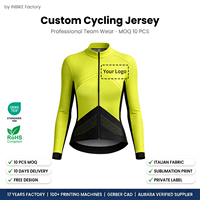 Maillot de cyclisme personnalisé en gros, manches longues, hiver, thermique, résistant à l'eau, OEM ODM, usine haut de gamme, en vrac