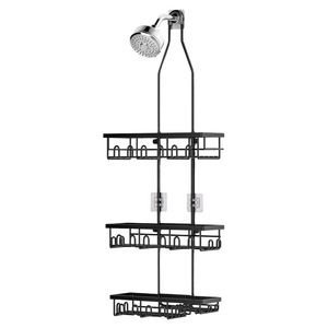 Estante de almacenamiento para cabezal de ducha, estante extensible de 3 niveles montado en la pared para organización del baño, blanco, plateado, negro - Product Image 5