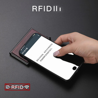 Portefeuille RFID Portable pour hommes bloquant le porte-cartes en aluminium avec porte-cartes Design en bois Porte-carte de poche