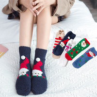 Chaussettes en polaire corail de Noël pour femmes, épaisses et chaudes, en tissu éponge, en polaire bouclée, chaussettes de nuit en polaire mi-longues