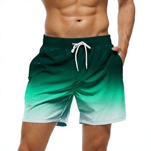 Short de bain pour homme vert dégradé à séchage rapide avec cordon de serrage, taille mi-haute, en satin, avec poches latérales - Product Image 1