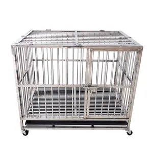 Lize pet 94cm stainless steel dog cage folding wheeled removable pet carrier for Small and medium sized dog cats