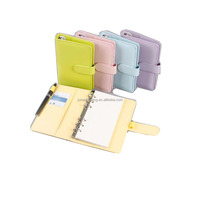 Reliure à anneaux personnalisée avec impression uv A5 A6 autocollants en cuir végétalien argent de poche budget 5 sujet journal scolaire planificateur de cahier