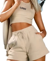 Ensemble deux pièces personnalisable pour femme : crop top et short en coton respirant avec patchs – Collection été