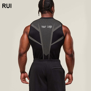 RUIQUWIN Gilet à séchage rapide pour hommes, vêtements de sport à haute élasticité, gilet de fitness respirant avec haut sans manches pour la course à pied - Product Image 1