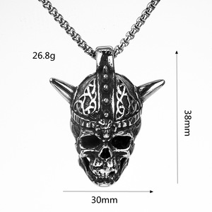 Collier Punk Crâne en Acier Inoxydable pour Homme, Pendentif Géométrique Squelette, Style Asymétrique - Product Image 5