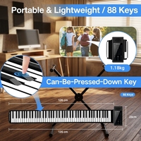 Piano Digital Enrollable Portátil de 88 Teclas, Teclado Electrónico de Silicona con USB MIDI para Viajes y Enseñanza