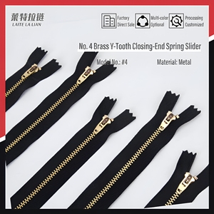 Alta Qualità 4 #   <span class=keywords><strong>Cerniera</strong></span> in ottone a denti a Y <span class=keywords><strong>con</strong></span> cursore autobloccante, cerniere metalliche a fondo chiuso per abbigliamento, giacche, borse, jeans - Product Image 5