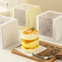 Boîte à biscuits de pâtisserie de haute qualité, boîte à biscuits transparente avec couvercle rabattable, papier kraft, laminage mat, boîte à biscuits carrée avec fenêtre