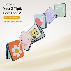 เคสโทรศัพท์แบบพับได้เต็มจอสำหรับ Z Flip8, หนัง PU พร้อมที่วางแหวนและสายคล้อง, เคสแบบแม่เหล็กดีไซน์ใหม่ - Product Image 1