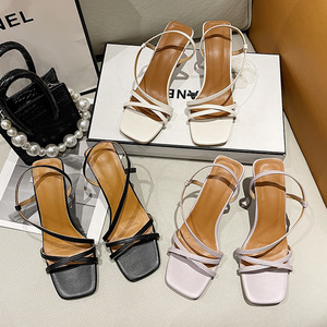 Sandali con cinturino a punta quadrata <span class=keywords><strong>da</strong></span> donna, nuovi eleganti tacchi a spillo per feste e matrimoni - Product Image 6