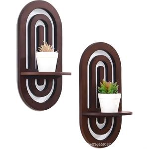 Estante de pared geométrico moderno, estante de madera para plantas, para uso en interiores y exteriores, estantes de exhibición de pared de color retro. - Product Image 4