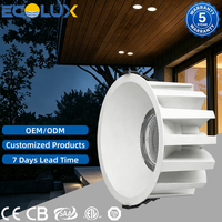 Ecolux CE ETL SAA Downlight LED encastrable dimmable IP65, spots COB étanches pour salles de bain, cuisines et avant-toits extérieurs