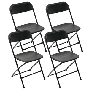 Factory Direct Lightweight Black Steel & PP Folding <b>Chair</b>-Durable Eco-Friendly for Garden Events & Outdoor Rentals - Product Image 1