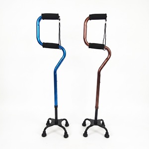 Bâton de marche télescopique Hengshunhe en alliage d'aluminium à quatre pieds, réglable, avec double poignée et accoudoirs arqués pour la randonnée en extérieur - Product Image 4
