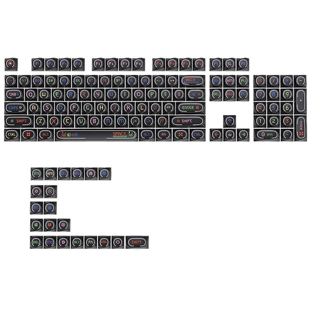Black Rotation Keycap Translucent PBT Material OEM Profile Dye Sublimation Keycap Set for MX Type Mechanical Keyboard Custom