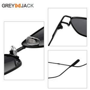 แว่นกันแดดโพลาไรซ์เกรย์แจ็คกรอบโลหะสีดำ UV400 เลนส์ TAC ประเภท 3 ที่บังแดดสไตล์ยุโรป - Product Image 1