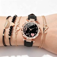 BELLEWORLD 6Pcs Set Jam Tangan Analog Quartz Wanita, Gelang Fashion, Perhiasan Kombinasi