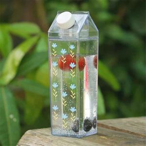 Reusable Coffee Juice Cup Plastic Square Milk Juice <b>Water</b> <b>Bottle</b> 500Ml - Product Image 3