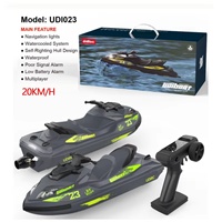 Bateau RC Turbojet SJY-UDI023 2.4G 4 Canaux Étanche Auto-Réparable Lumière LED RTR Haute Vitesse Jouet Intérieur-Extérieur Batteries Incluses