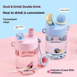 Gobelet de sport jetable Cille Monkey Tritan à double ouverture pour enfants, conception pour boire directement, portable, pour camping et activités de plein air, avec ventouse - Product Image 4