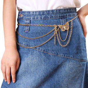 Chaîne de taille en métal tendance, papillon doré, chaîne de corps multicouche pour femme, accessoire décontracté pour jupe - Product Image 2