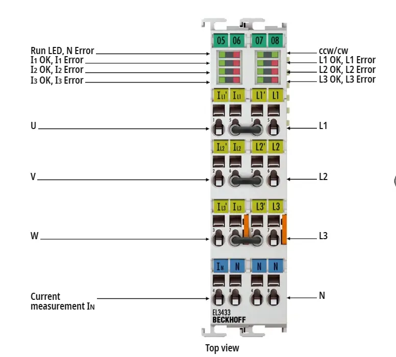 EL3433 BECKHOFF EtherCAT терминал, 3-канальный аналоговый вход, Измерение мощности, 500 В переменного тока, 10 А, 16 бит