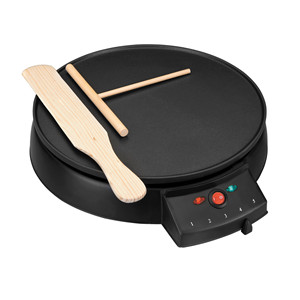 Crepera Black, macchina elettrica per crêpe da 30 cm con superficie antiaderente, spatola in legno e rullo per preparare facilmente pancake. - Product Image 1
