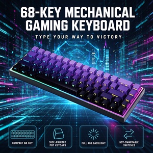 Wired Mechanical Keyboard 65% Layout 68 Key Hot Swappable Blue <b>Switch</b> Gradient Color Side Printed PBT Keycaps RGB Backlit Custom - Product Image 1