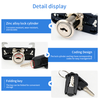 Serrure à double crochet en alliage de zinc pour porte à enroulement avec clés pliables pour armoire Tambour Baileji 624-001