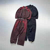 Ensemble de survêtement coupe-vent et pantalon de jogging en nylon ample avec fermeture éclair réfléchissante de 3 m, personnalisable et à livraison rapide