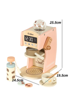 COMMIKI Machine à café rose en bois pour enfants, jouet de simulation de cuisine