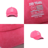 Gorra de Béisbol Vintage Lavada y Desgastada de 6 Paneles con Hebilla Metálica, 100% Algodón, Gorra Conmemorativa del 250 Aniversario de EE. UU., Gorra Personalizada Bordada para Papá
