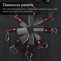 Mini ensemble de couteaux, couteau de poche Damas, mini couteaux de chef EDC, mini hachoir porte-clés, petits objets pour ouvrir les colis, coupe-boîte