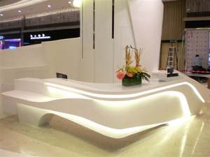 Nhà máy sản xuất acrylic rắn bề mặt đá nghệ thuật Thiết kế bàn tiếp tân cho tòa nhà thương mại khách sạn Trung tâm mua sắm sử dụng OEM ODM - Product Image 2
