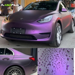 Pellicola Vinilica Ultra-dump Nera Bino Viola Opaca Cangiante 1.52*17M in PVC ad Alto Contenuto Polimerico per Car Wrapping - Product Image 1