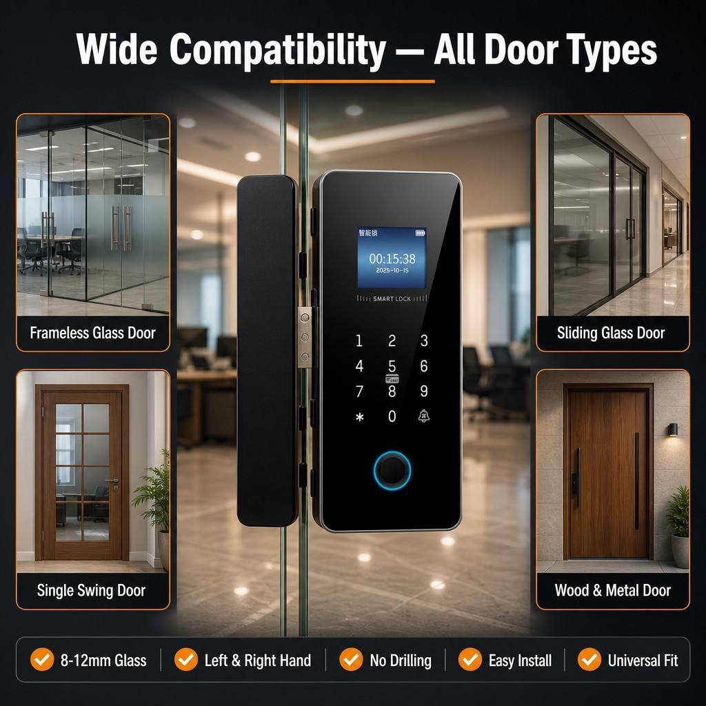 Glass Door Fingerprint Lock Built-in Doorbell Security Wireless Office Password Smart Lock · image 2