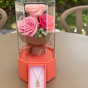 Caja de Regalo de Lujo <span class=keywords><strong>con</strong></span> Rosa Preservada, Estuche Acrílico <span class=keywords><strong>con</strong></span> Cajón para Guardar Joyas, Regalo de San Valentín, Cumpleaños, Aniversario, Caja Musical <span class=keywords><strong>con</strong></span> LED - Product Image 4
